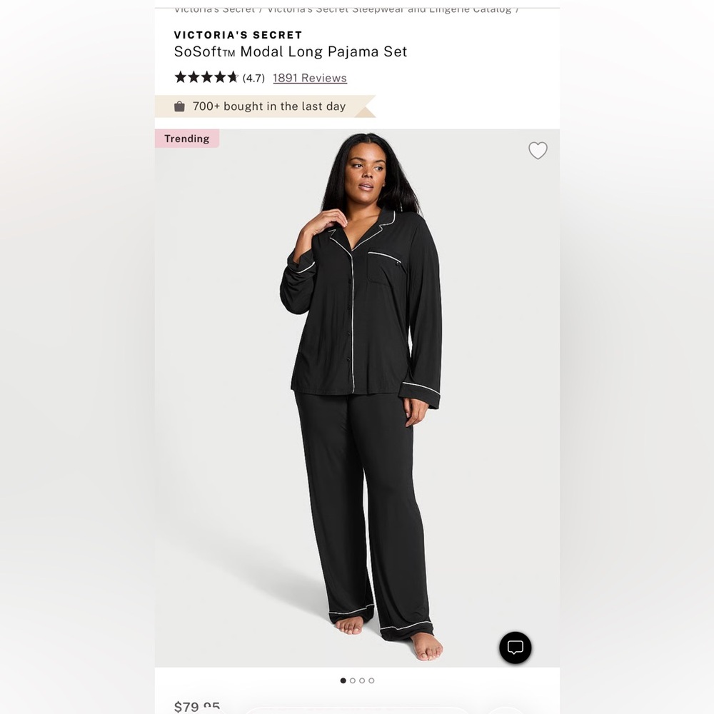 Victoria's Secret Black Pajama Set modal soft small